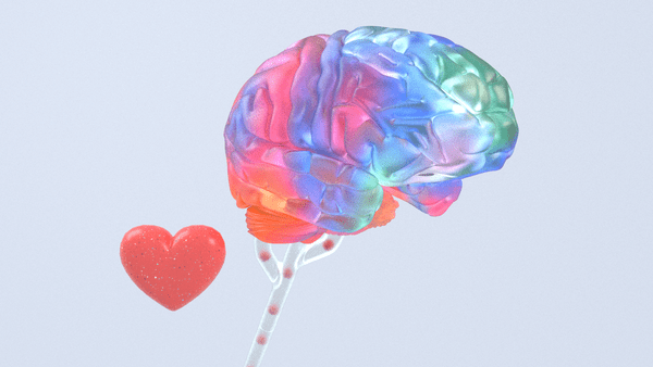 Cerveau avec coeur et vaisseaux sanguins